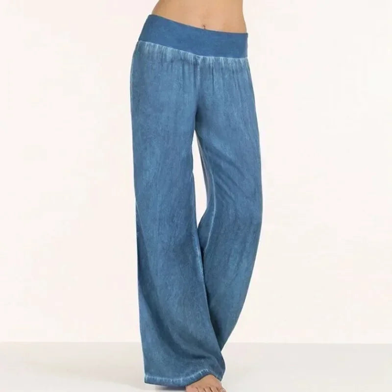 Jean Jambes Larges Style Anglais — Coupe Lâche, Taille Haute, Pleine Longueur