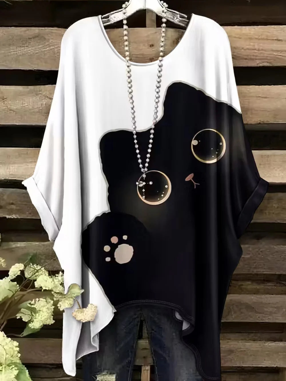 T-shirt Oversize Imprimé — Col Rond & Manches Courtes