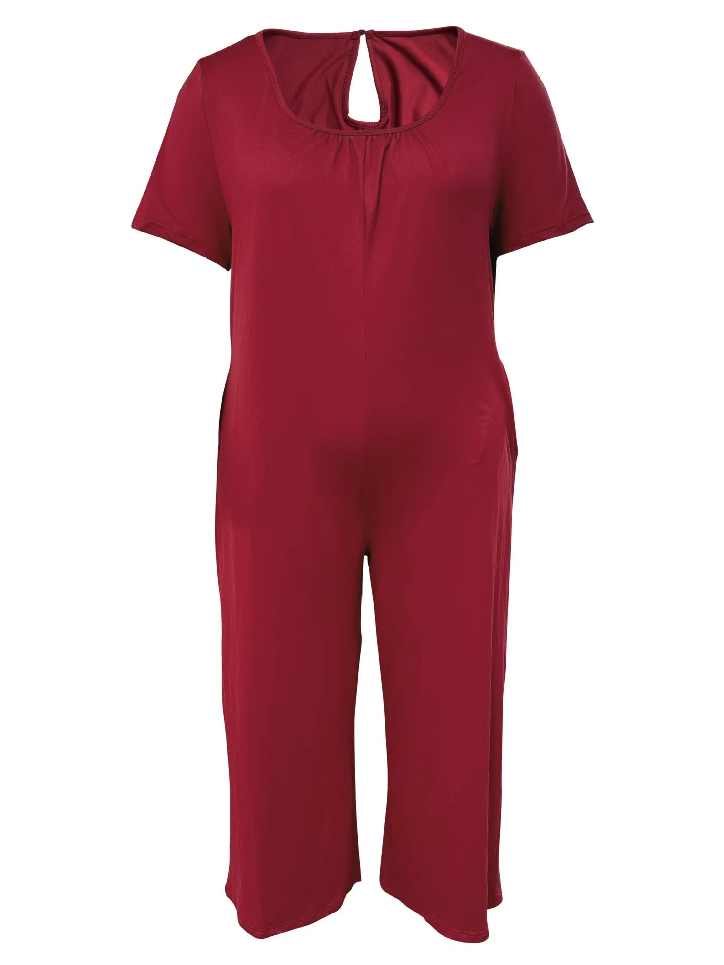 Combinaison Salopette Jambes Larges — Couleur Unie, Manches Courtes & Poches