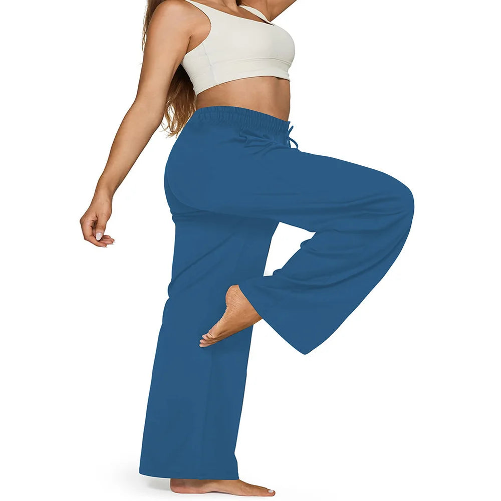 Pantalon Jambes Larges — Taille Élastique & Poches