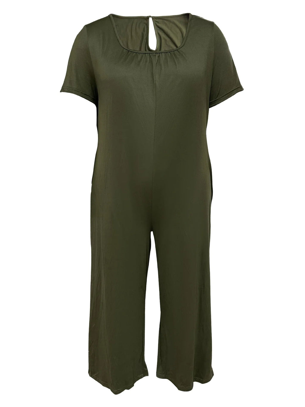 Combinaison Salopette Jambes Larges — Couleur Unie, Manches Courtes & Poches
