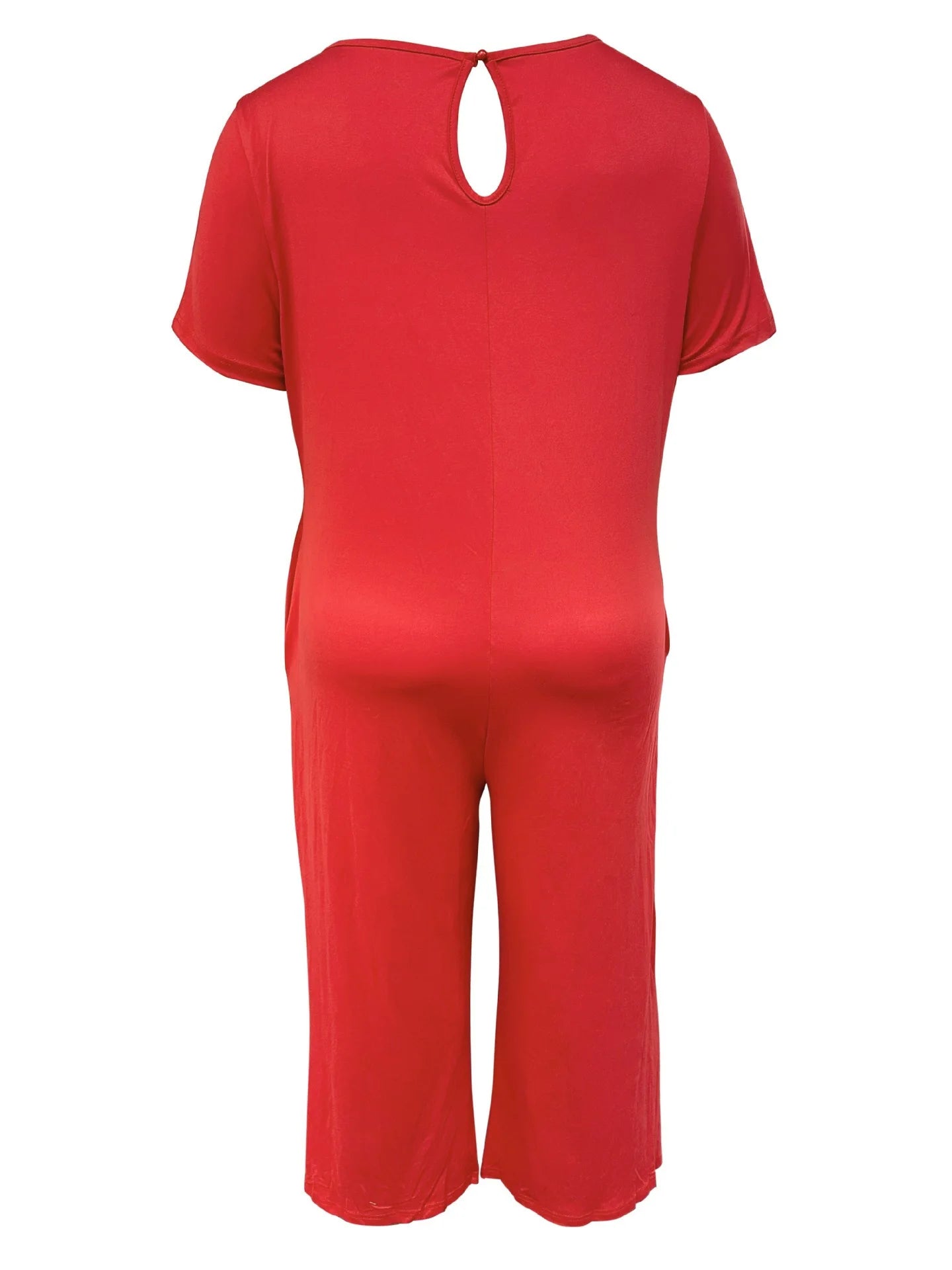 Combinaison Salopette Jambes Larges — Couleur Unie, Manches Courtes & Poches