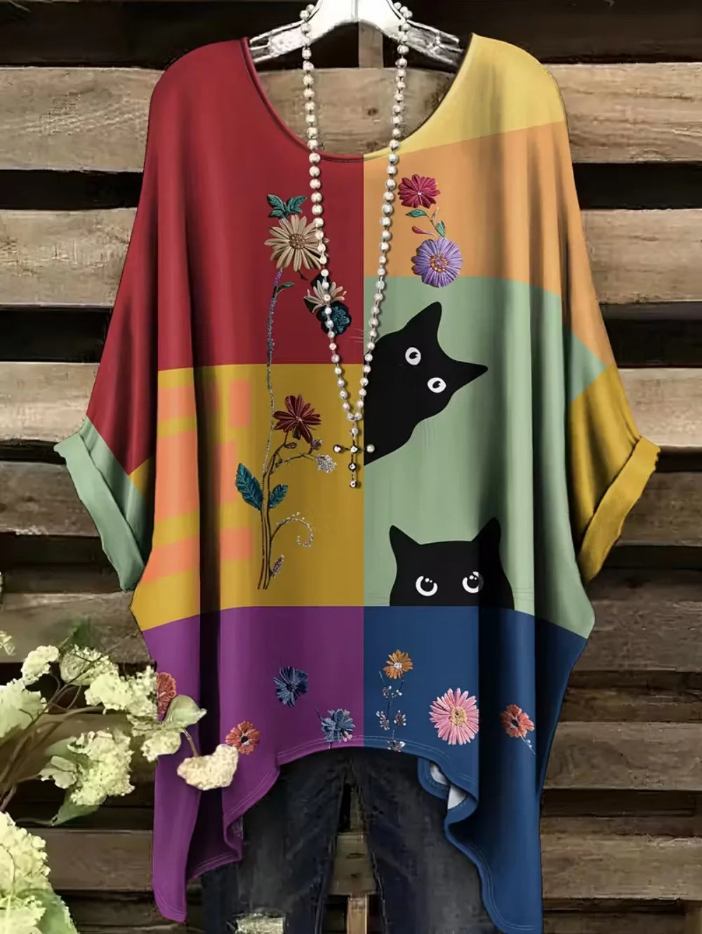 T-shirt Oversize Imprimé — Col Rond & Manches Courtes