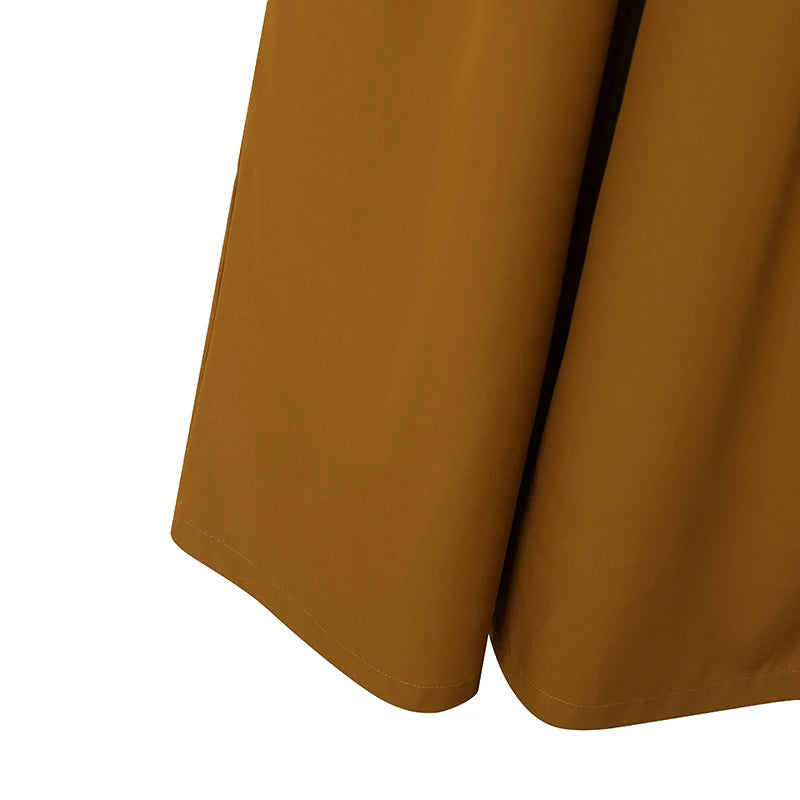 Combinaison Manches Longues Plissées — Col Revers, Ceinture, Pantalon Cheville
