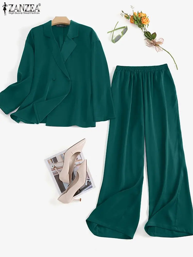 Ensemble Pantalon Ample & Chemise — Col Rabattu, Manches Longues, Coupe Lâche