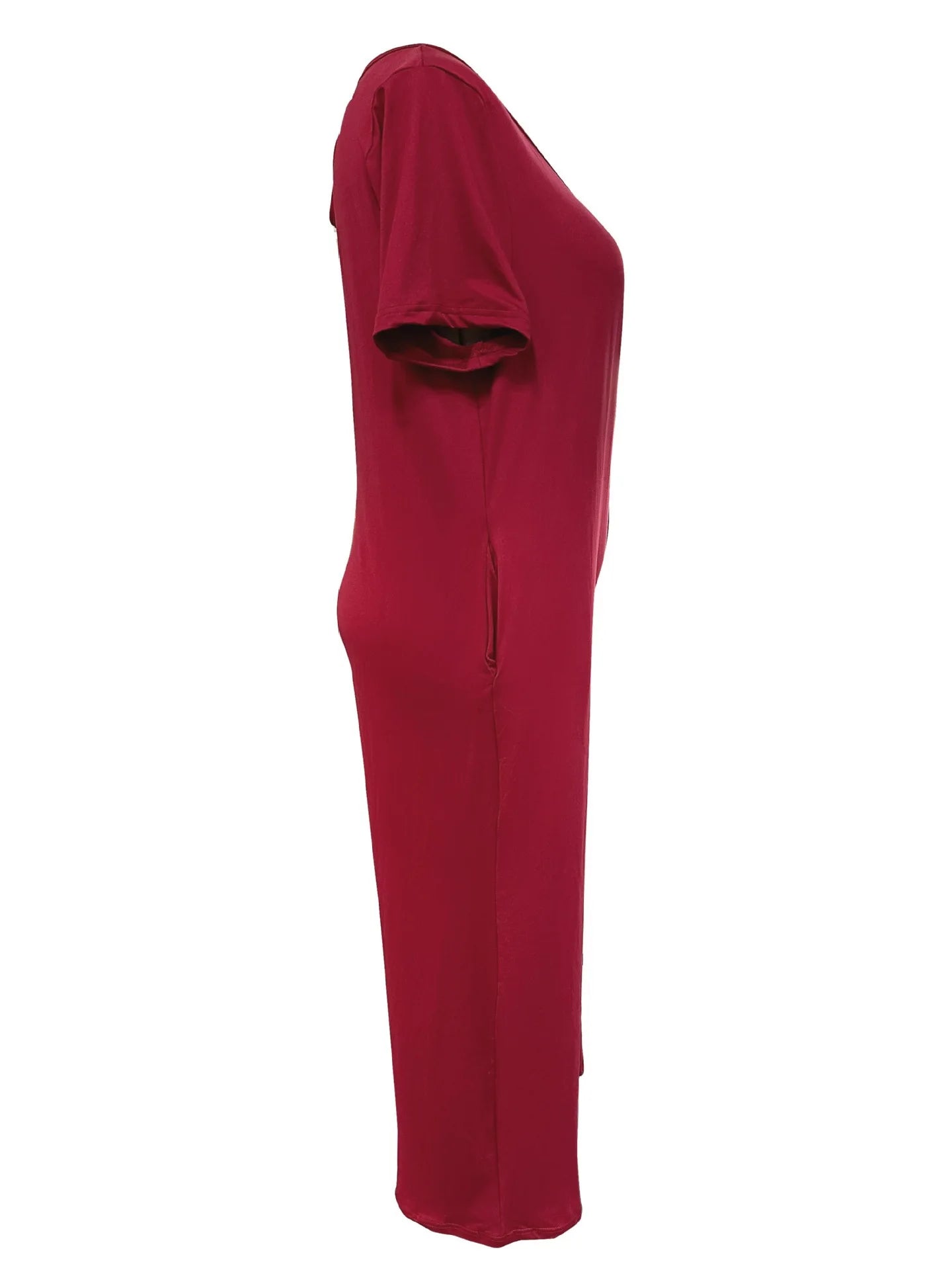 Combinaison Salopette Jambes Larges — Couleur Unie, Manches Courtes & Poches