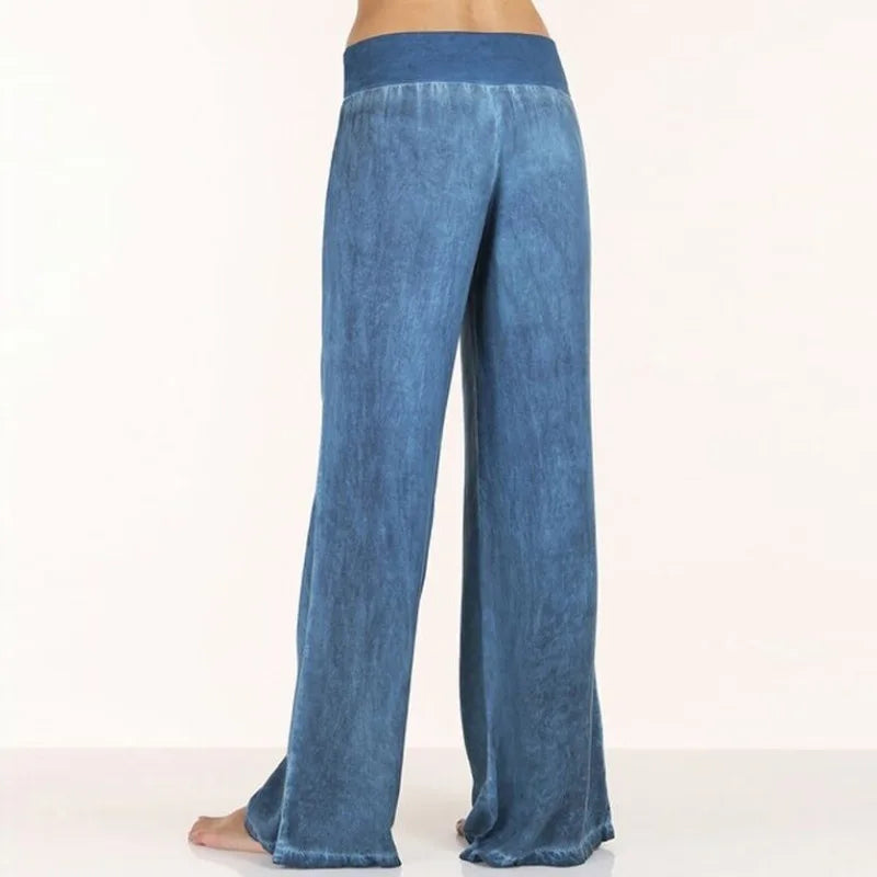 Jean Jambes Larges Style Anglais — Coupe Lâche, Taille Haute, Pleine Longueur