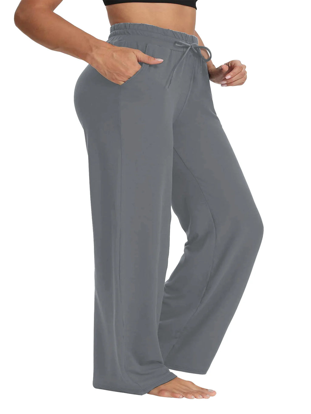 Pantalon Jambes Larges — Taille Élastique & Poches