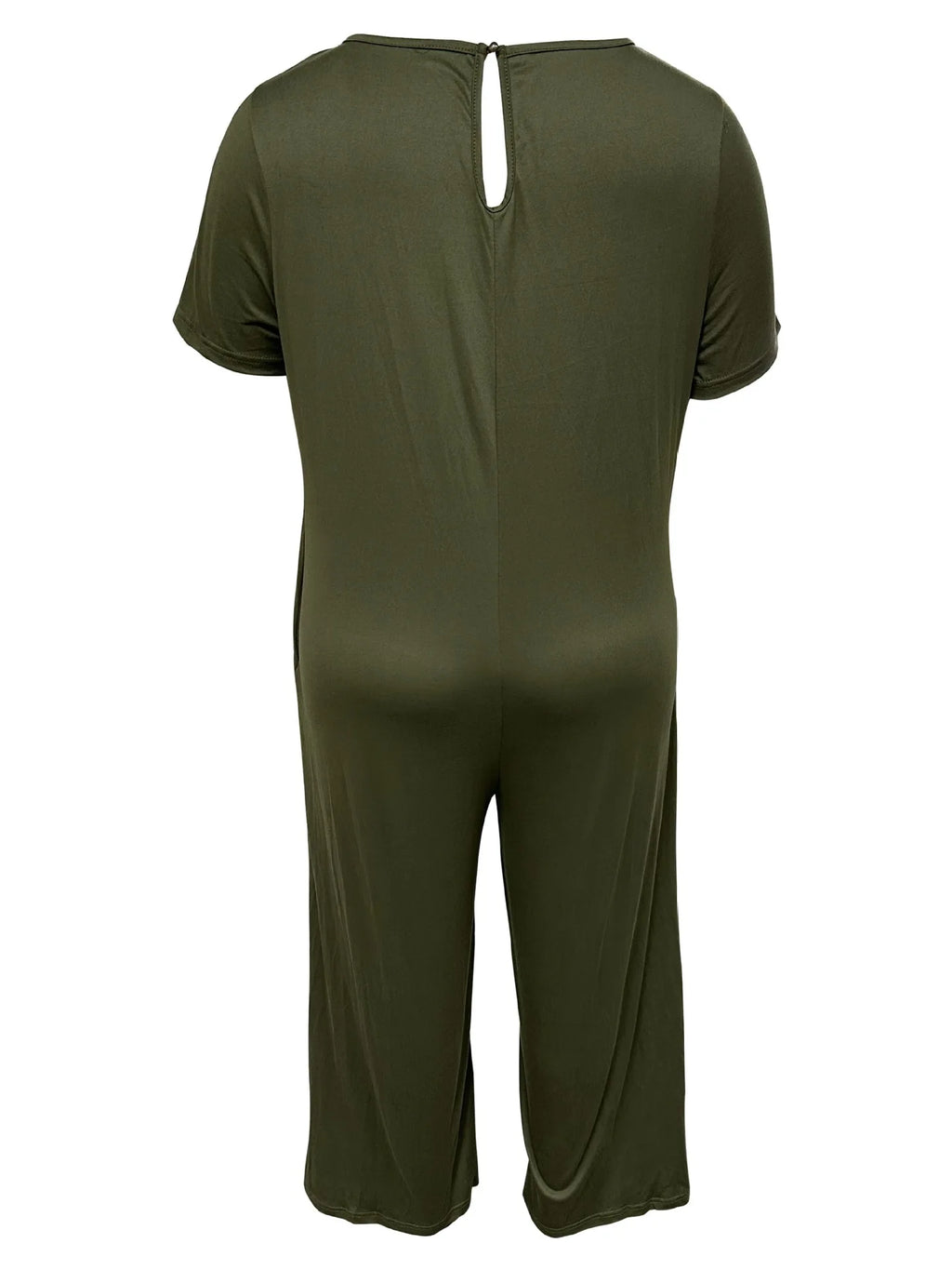 Combinaison Salopette Jambes Larges — Couleur Unie, Manches Courtes & Poches