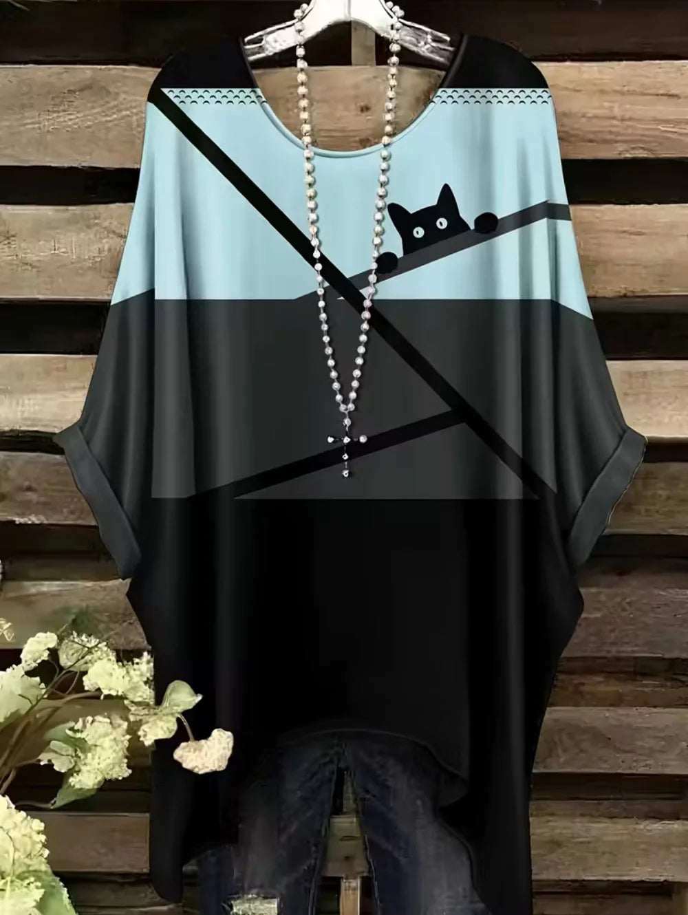 T-shirt Oversize Imprimé — Col Rond & Manches Courtes