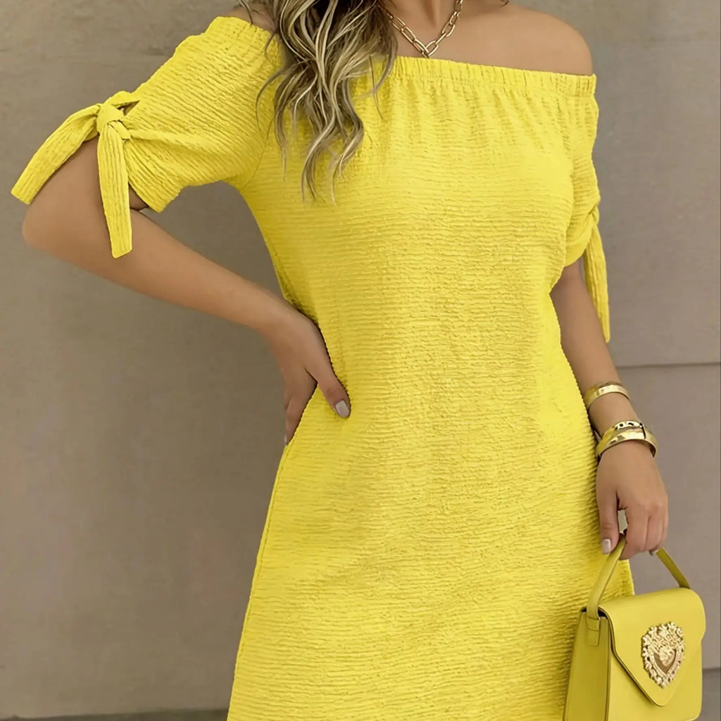 Robe Asymétrique Une Épaule — Nœud Décoratif & Coupe Fluide