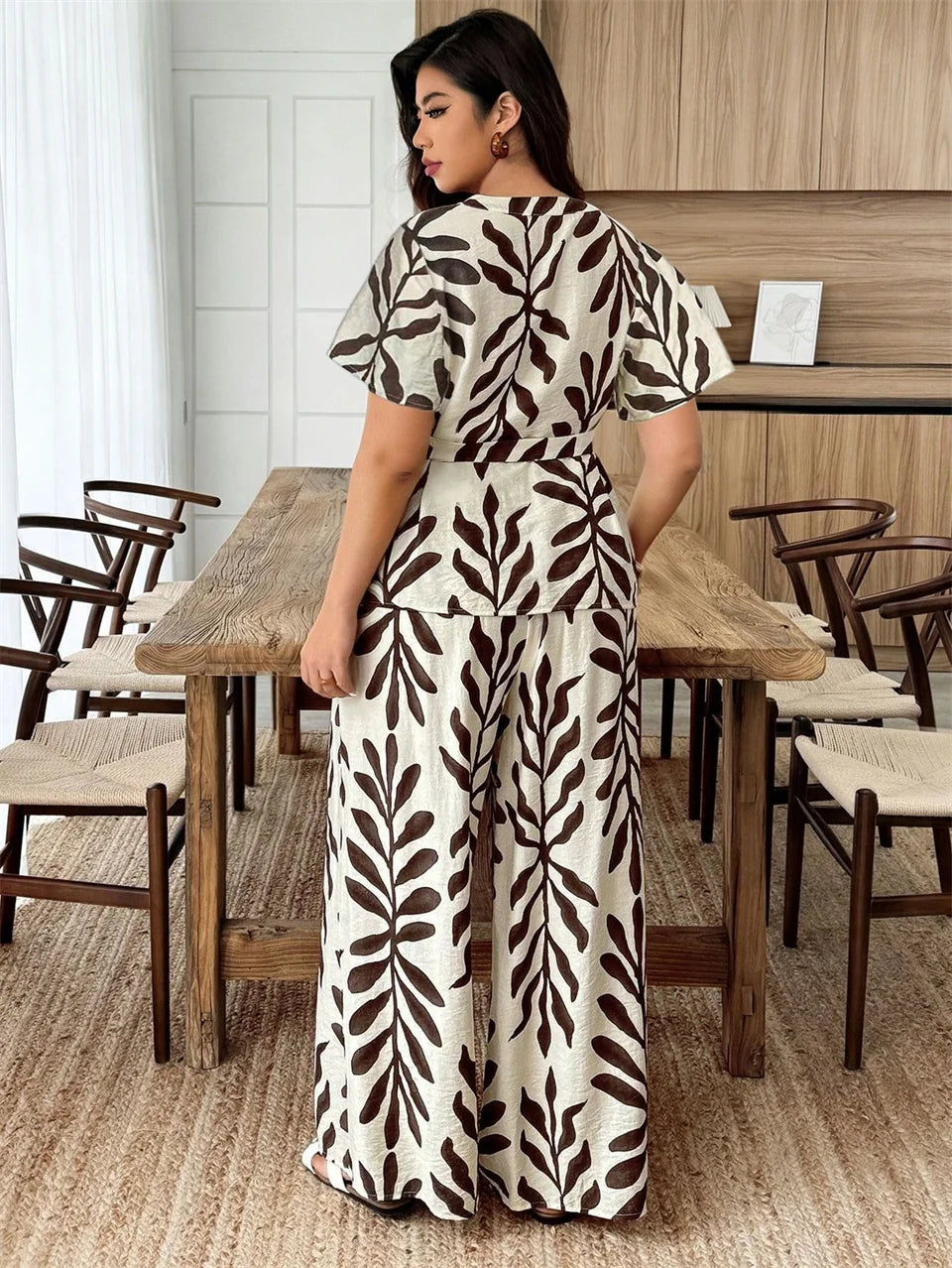 Ensemble 2 Pièces Bohème — Chemise Manches Courtes & Pantalon Large
