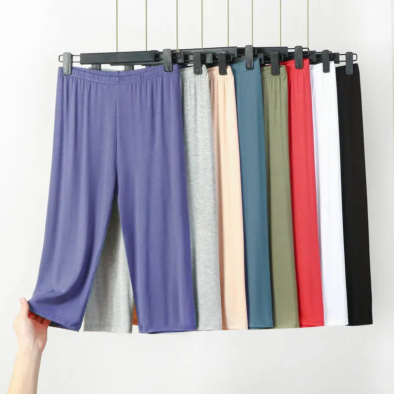 Legging Longueur Mollet — Coton & Spandex, Taille Élastique