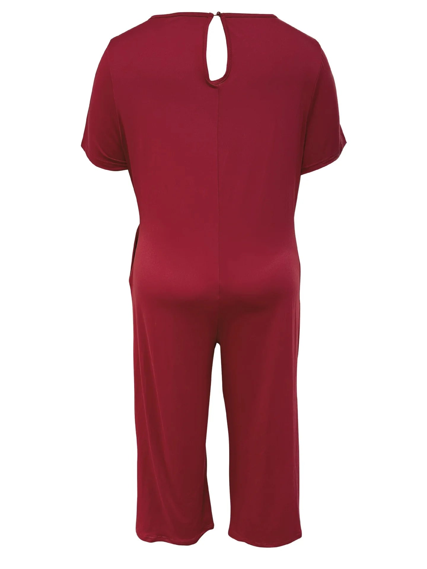 Combinaison Salopette Jambes Larges — Couleur Unie, Manches Courtes & Poches