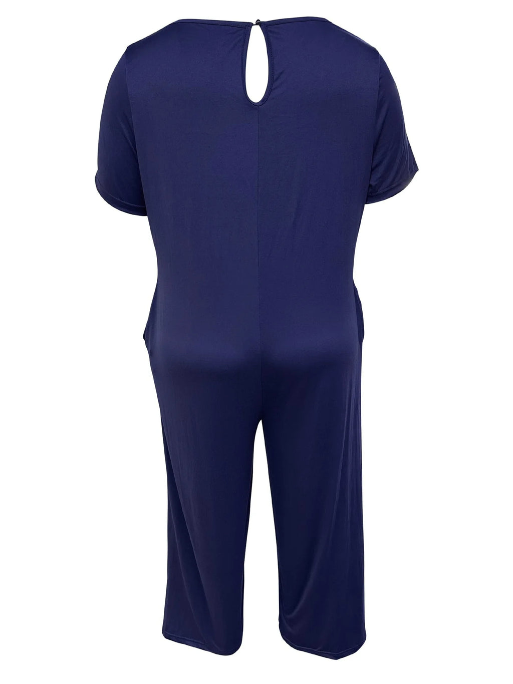 Combinaison Salopette Jambes Larges — Couleur Unie, Manches Courtes & Poches