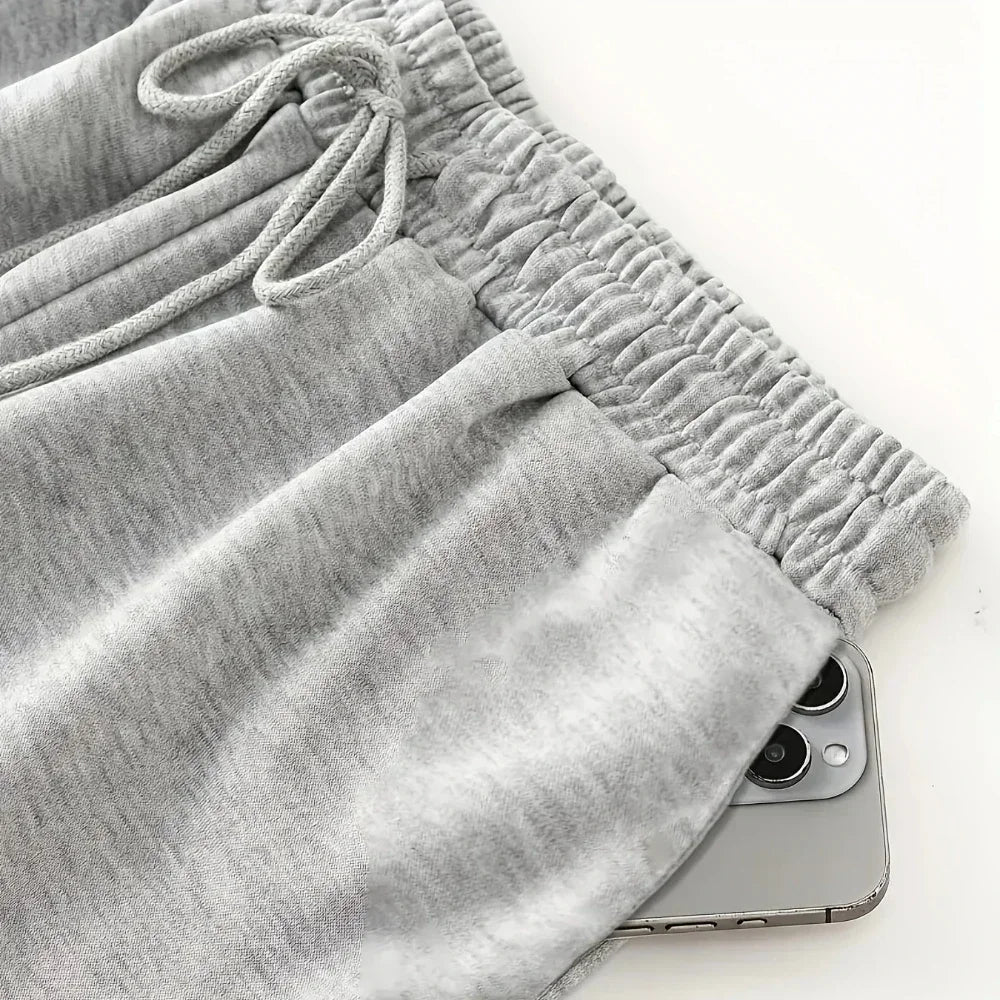 Pantalon Jogging Jambes Larges — Cordon de Serrage, Appliques, Style Streetwear