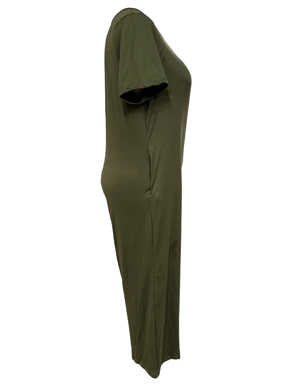 Combinaison Salopette Jambes Larges — Couleur Unie, Manches Courtes & Poches