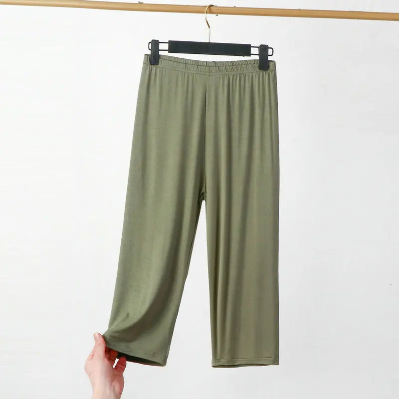 Legging Longueur Mollet — Coton & Spandex, Taille Élastique