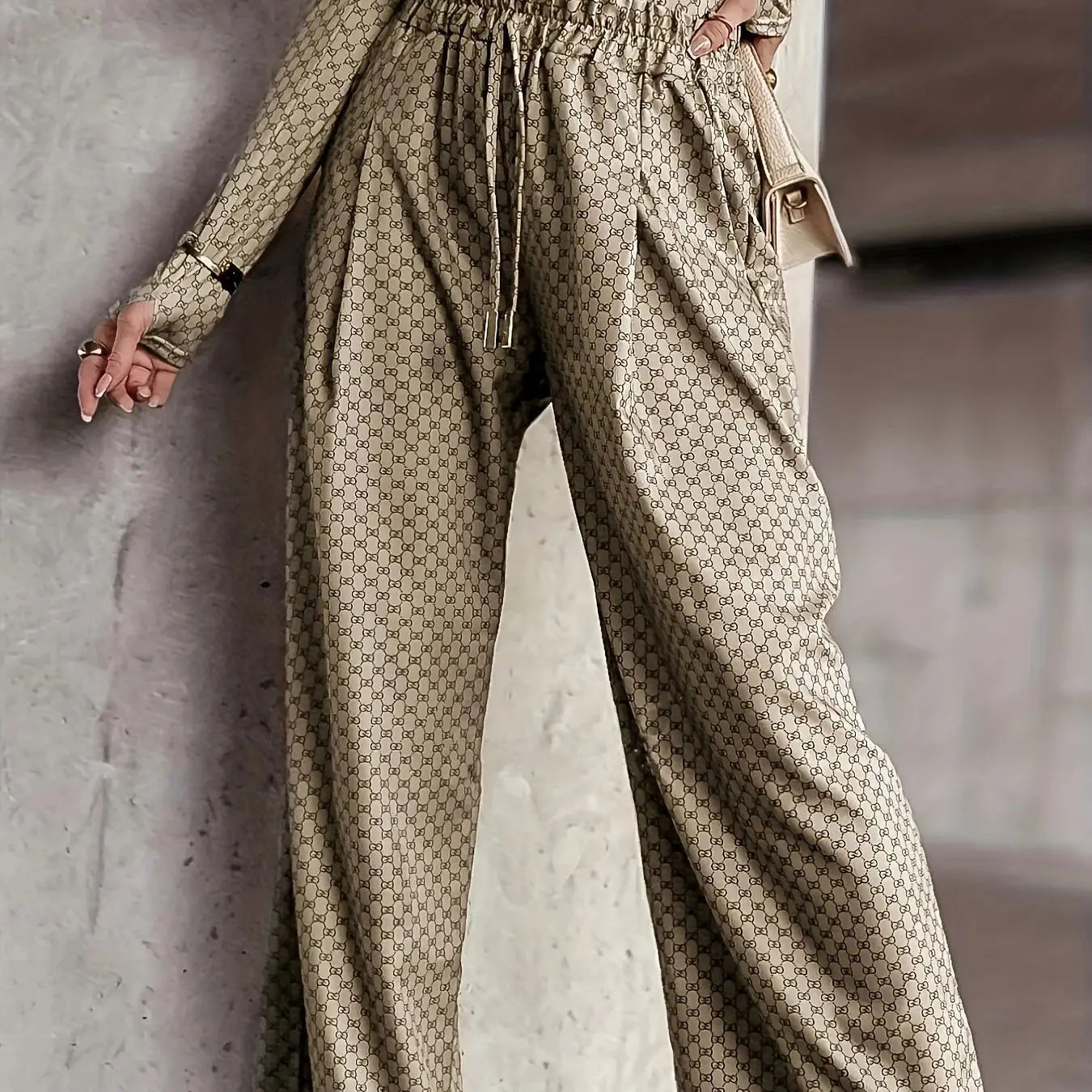 Pantalon Oversize Taille Haute — Poche, Longueur Cheville, Style Décontracté