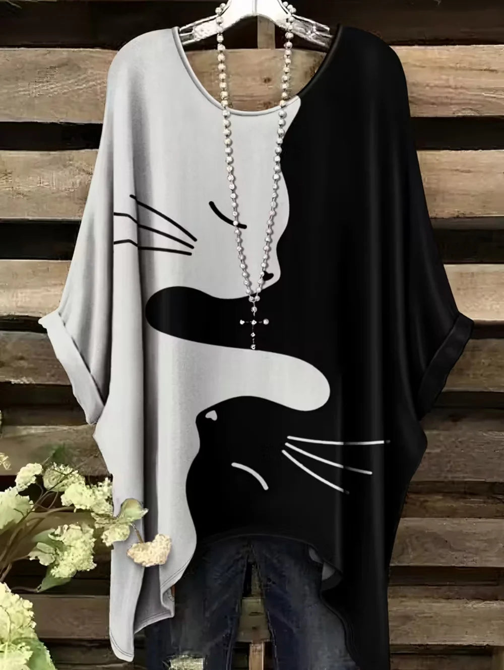 T-shirt Oversize Imprimé — Col Rond & Manches Courtes