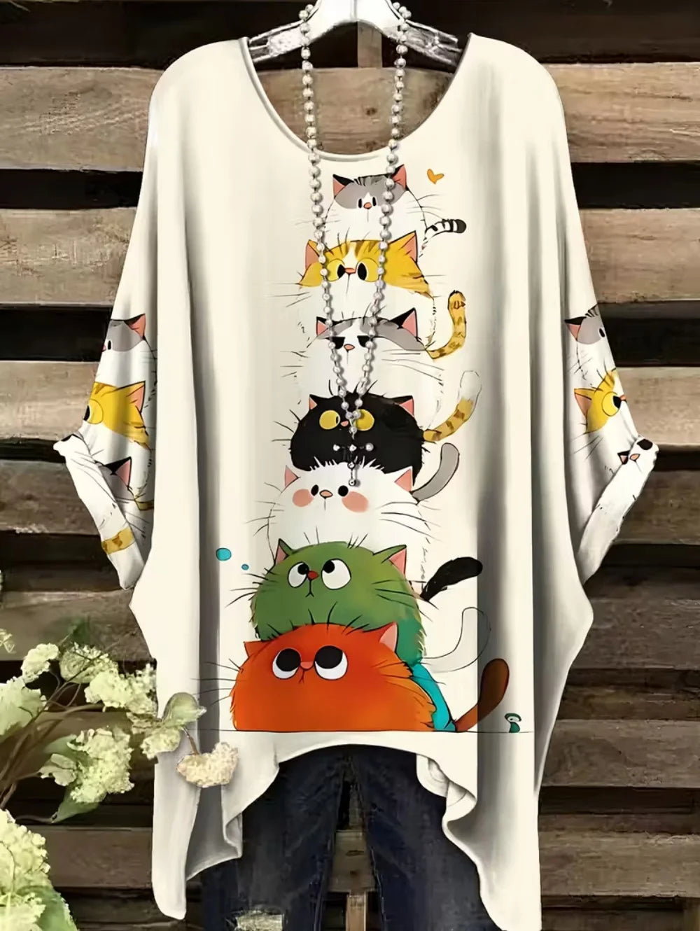 T-shirt Oversize Imprimé — Col Rond & Manches Courtes