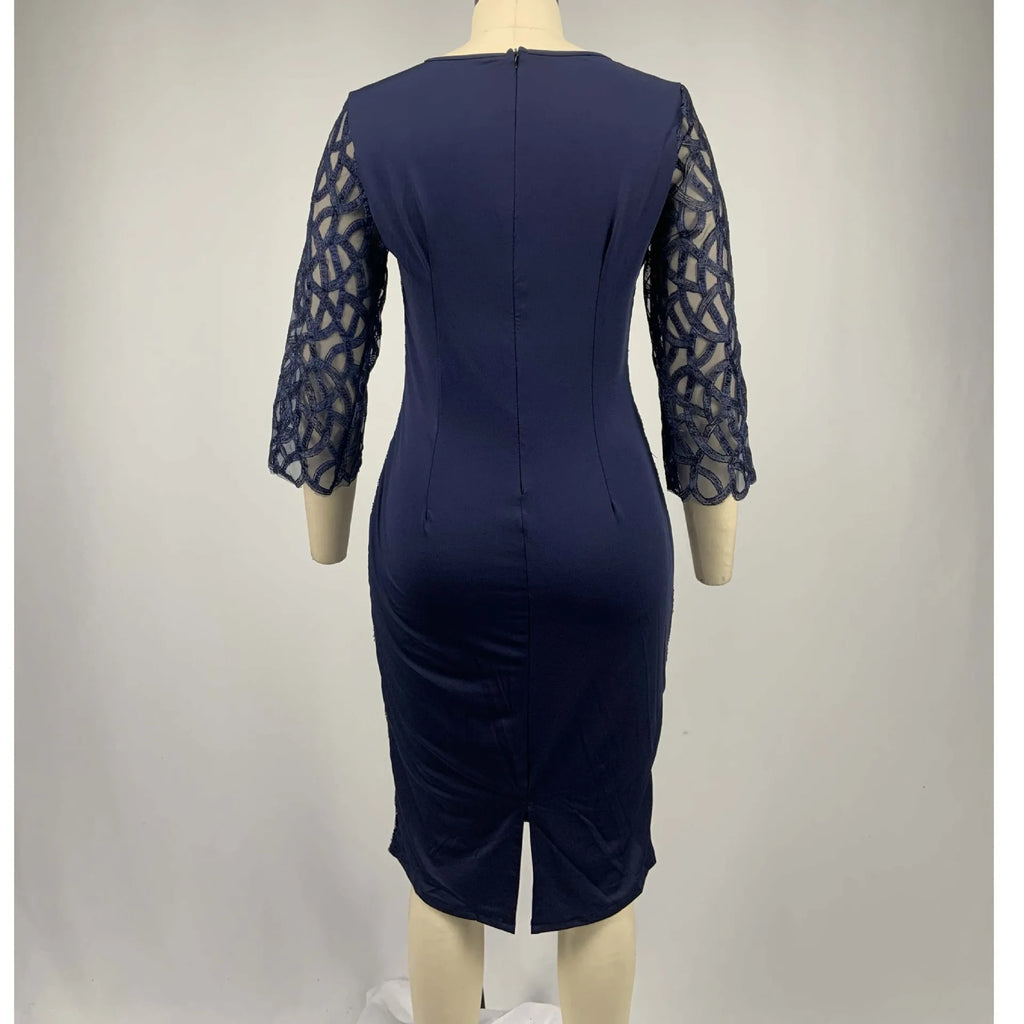 Robe Midi Sequins — Manches Courtes, Silhouette Une Ligne, Style Soirée