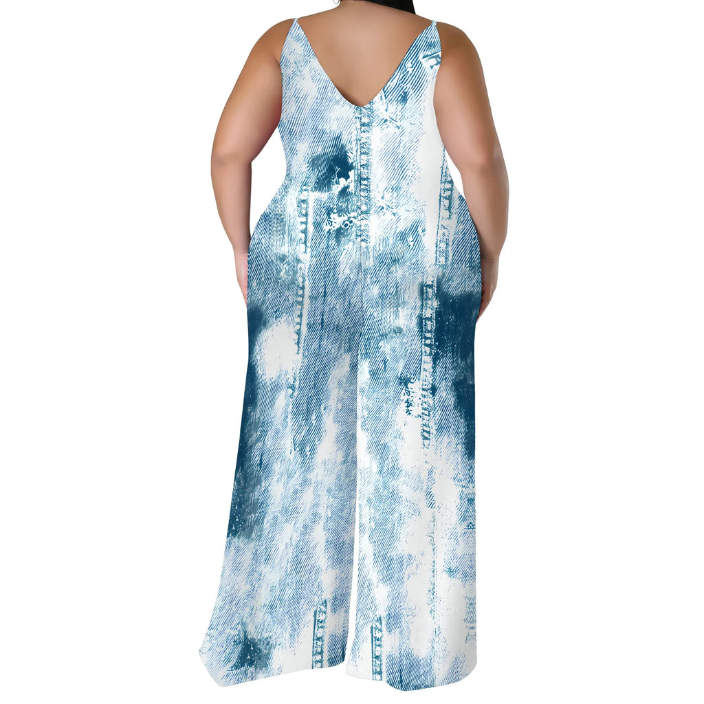 Combinaison Barboteuse Ample Imprimée — Sans Manches, Poches, Jambes Larges, Streetwear