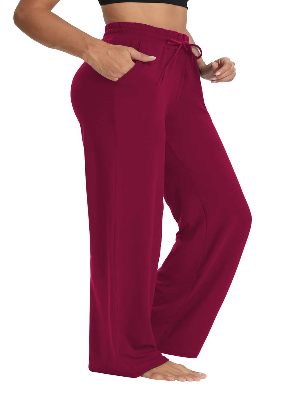 Pantalon Jambes Larges — Taille Élastique & Poches