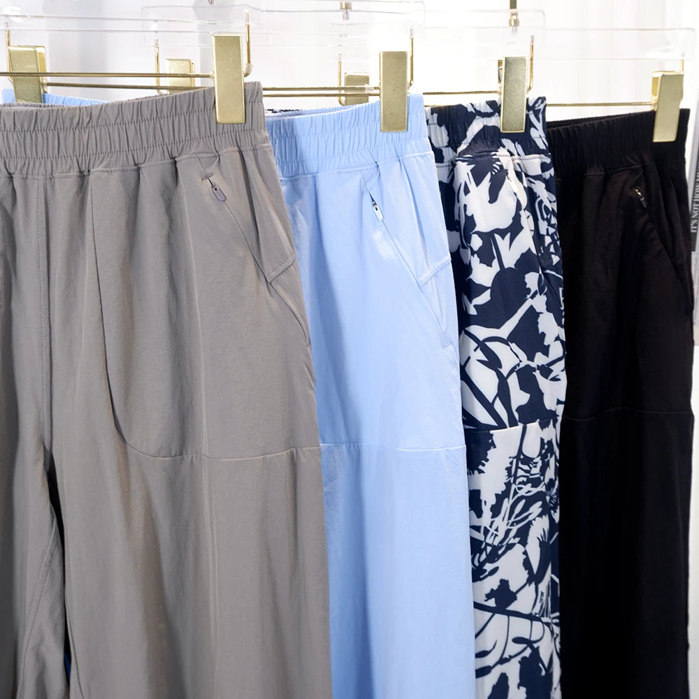 Pantalon Sport Jambes Larges Imprimé — Poche, Respirant, Pleine Longueur