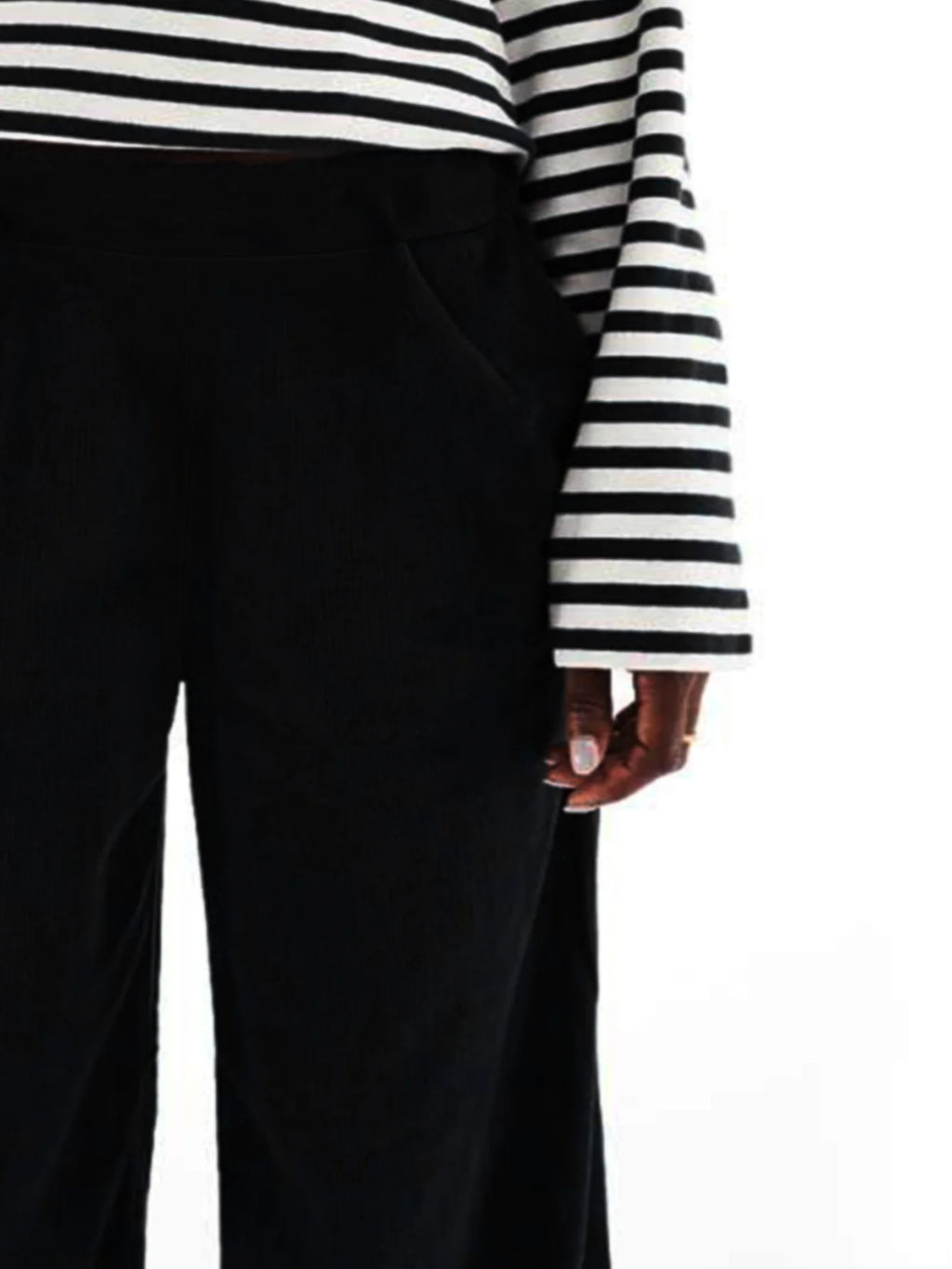 Pantalon Large Taille Haute Évidé — Style Britannique Streetwear, Longueur Cheville