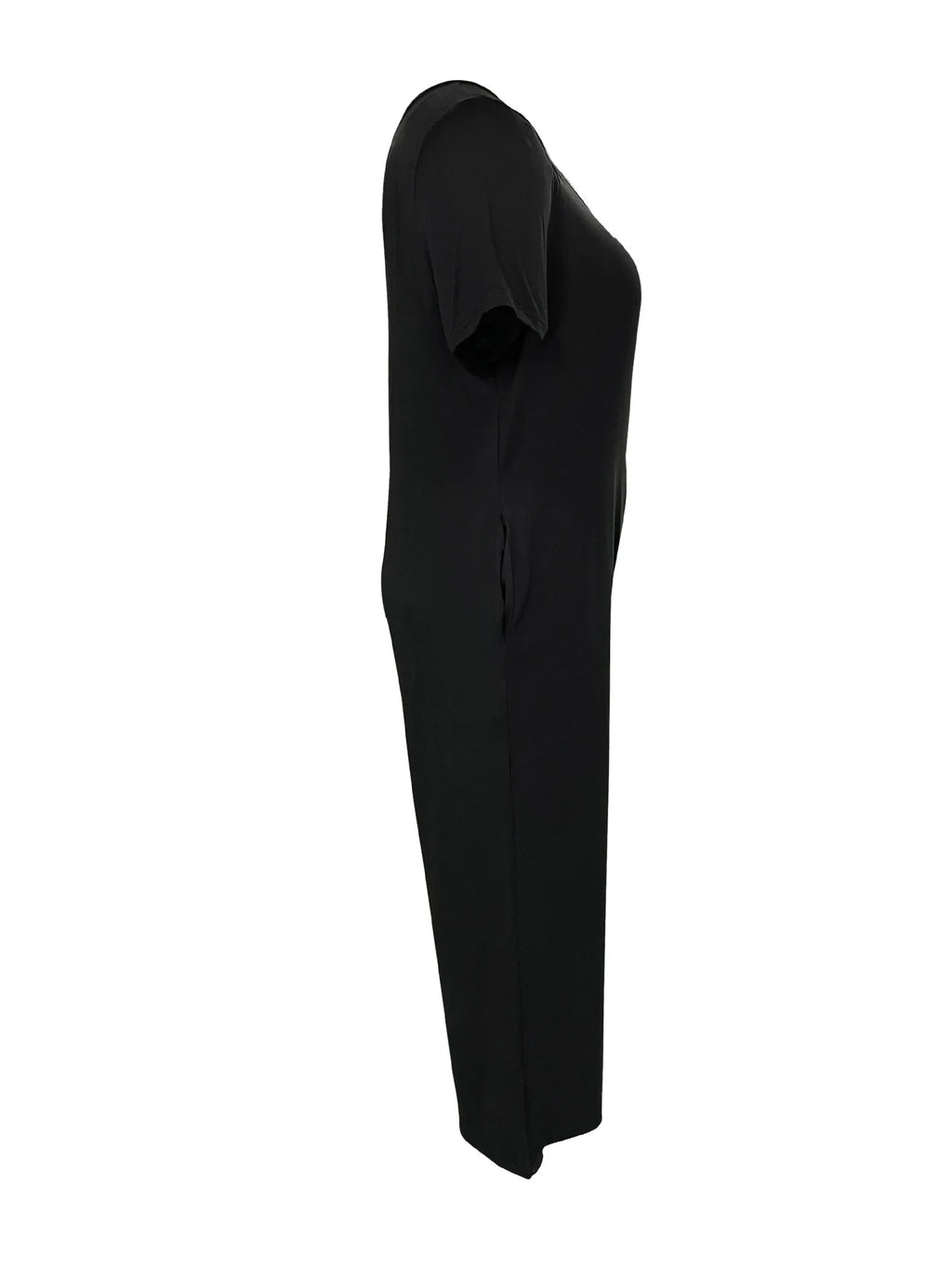 Combinaison Salopette Jambes Larges — Couleur Unie, Manches Courtes & Poches