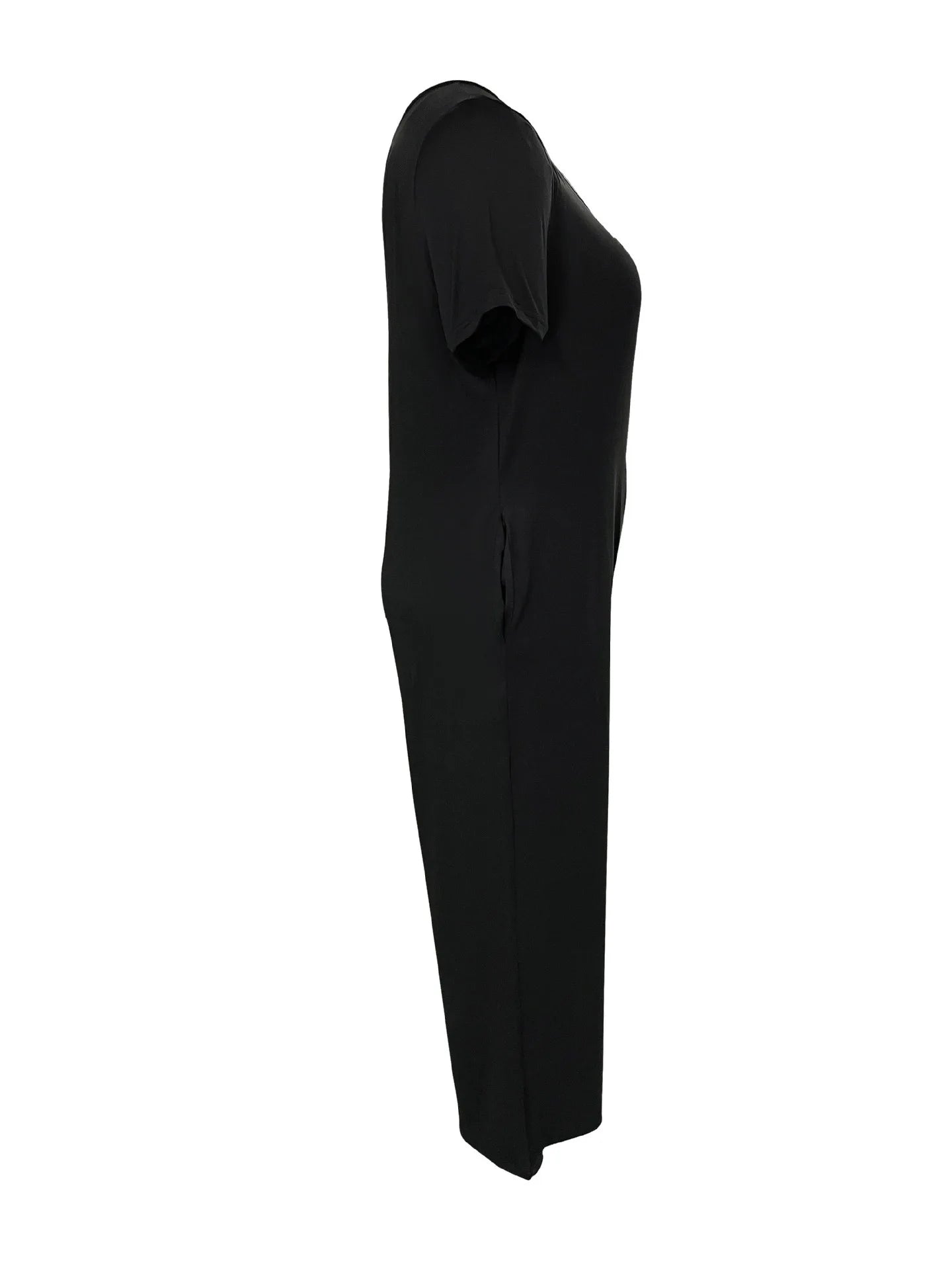 Combinaison Salopette Jambes Larges — Couleur Unie, Manches Courtes & Poches